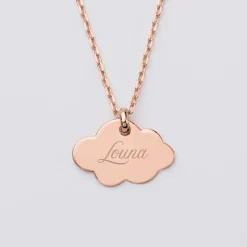 Pendentif personnalisé médaille gravée plaqué or rose nuage 20x14 mm