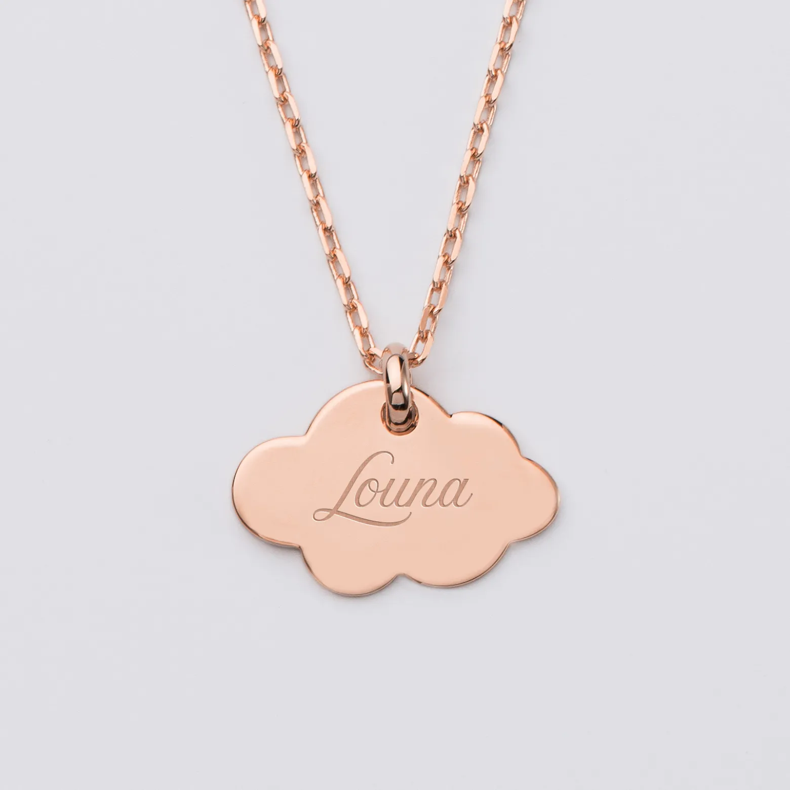 Pendentif personnalisé médaille gravée plaqué or rose nuage 20x14 mm