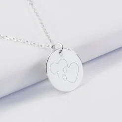 Pendentif personnalisé médaille gravée argent 19 mm - Edition spéciale mariage Coeur Infini
