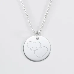 Pendentif personnalisé médaille gravée argent 19 mm - Edition spéciale mariage Coeur Infini