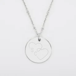 Pendentif personnalisé médaille gravée argent 19 mm - Edition spéciale mariage Coeur Infini