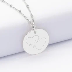 Pendentif personnalisé médaille gravée argent 19 mm - Edition spéciale mariage Coeur Infini