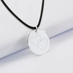 Pendentif personnalisé médaille gravée argent 19 mm - Edition spéciale mariage Coeur Infini