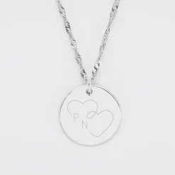 Pendentif personnalisé médaille gravée argent 19 mm - Edition spéciale mariage Coeur Infini
