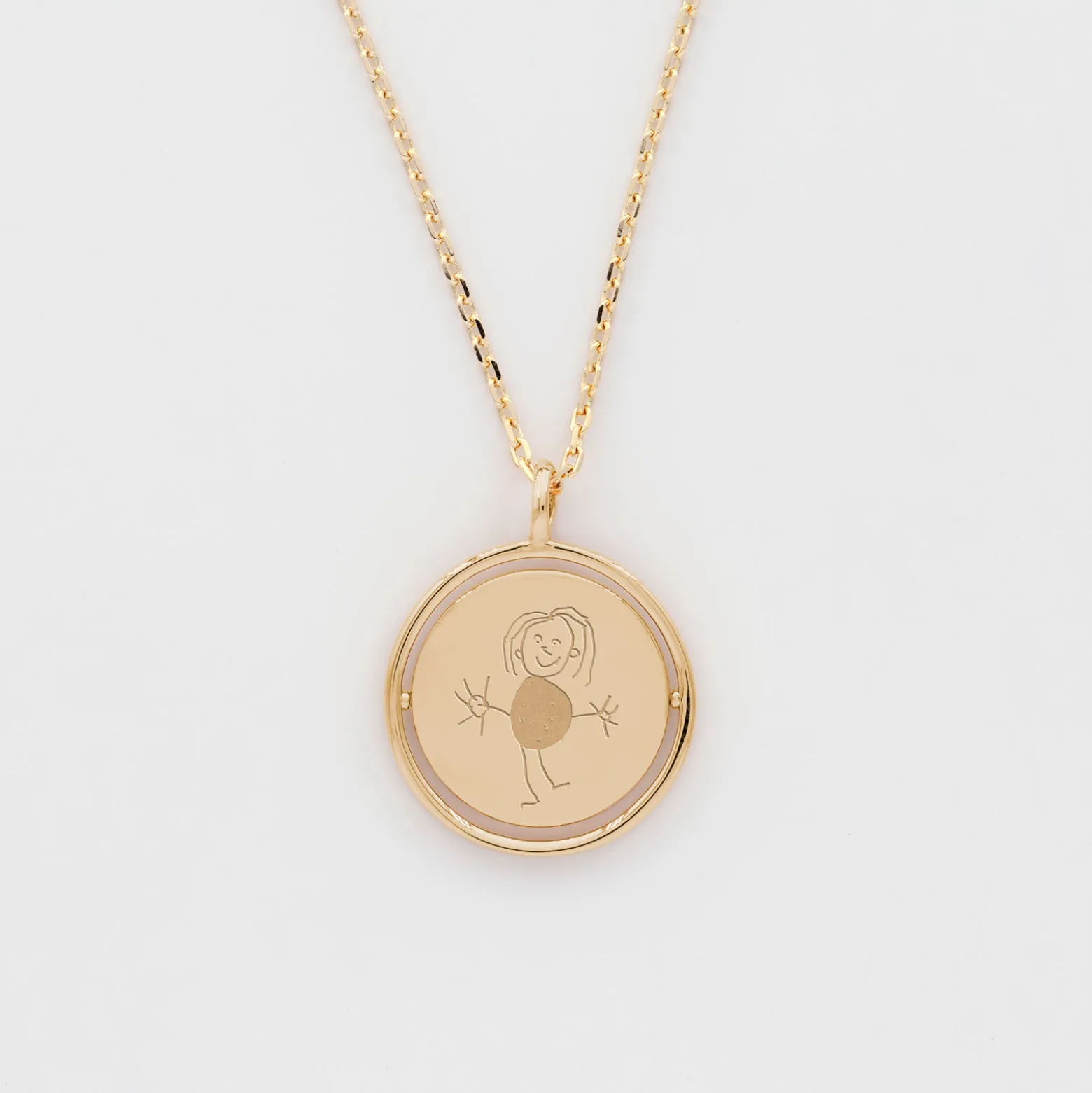 Pendentif personnalisé médaille réversible Eternelle gravée plaqué or 18 mm