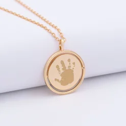 Pendentif personnalisé médaille réversible Eternelle gravée plaqué or 18 mm