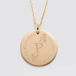 Pendentif personnalisé médaille gravée plaqué or 27 mm - édition spéciale