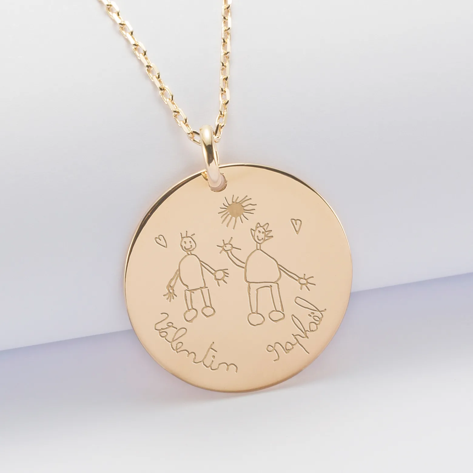 Pendentif personnalisé médaille gravée plaqué or 27 mm