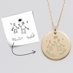 Pendentif personnalisé médaille gravée plaqué or 27 mm