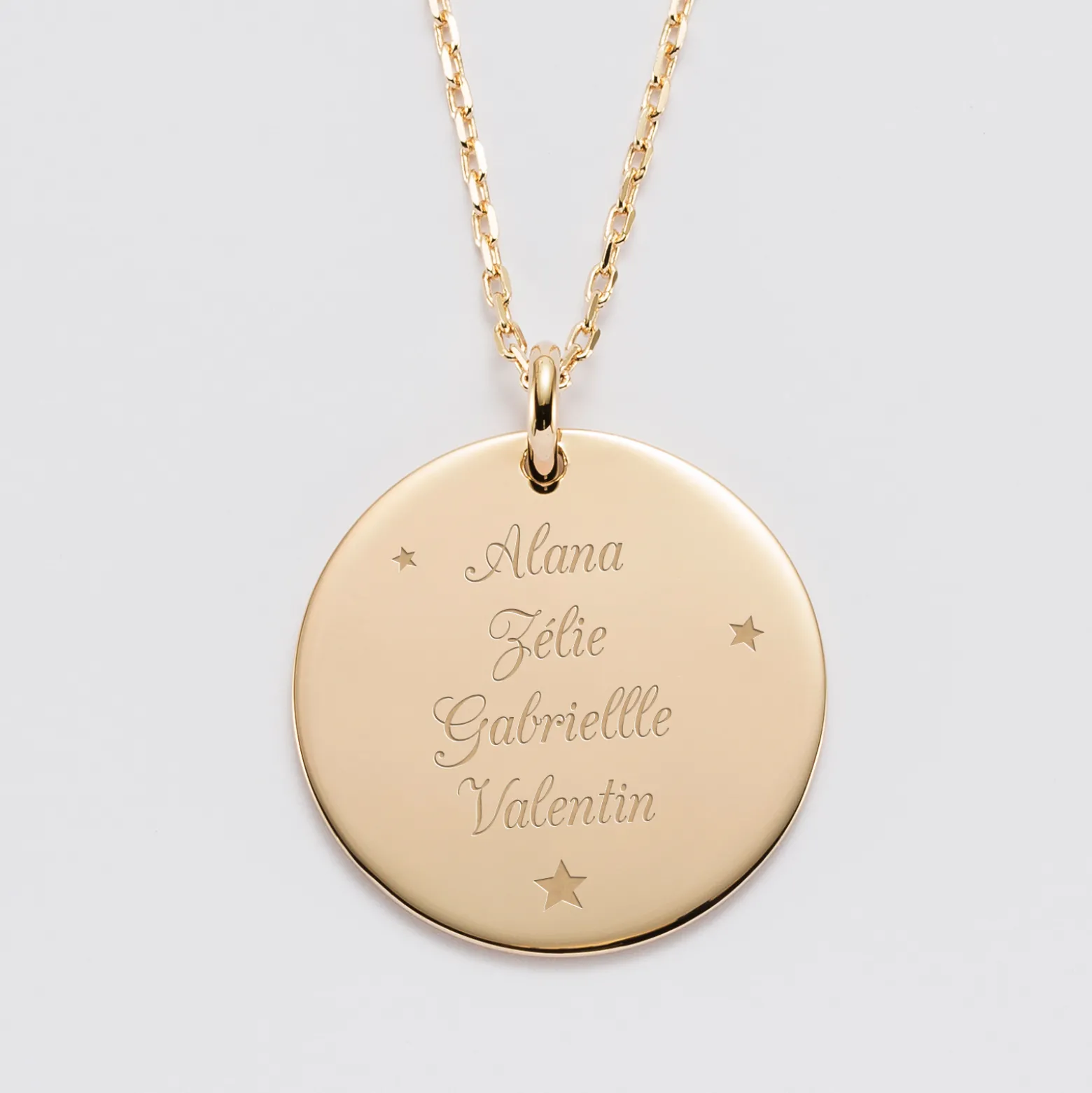 Pendentif personnalisé médaille gravée plaqué or 27 mm