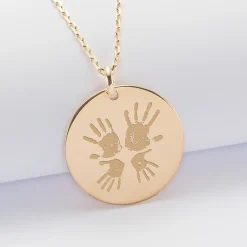 Pendentif personnalisé médaille gravée plaqué or 27 mm