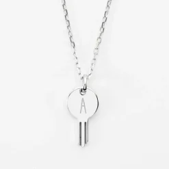 Pendentif personnalisé médaille gravée argent clé 19x10mm