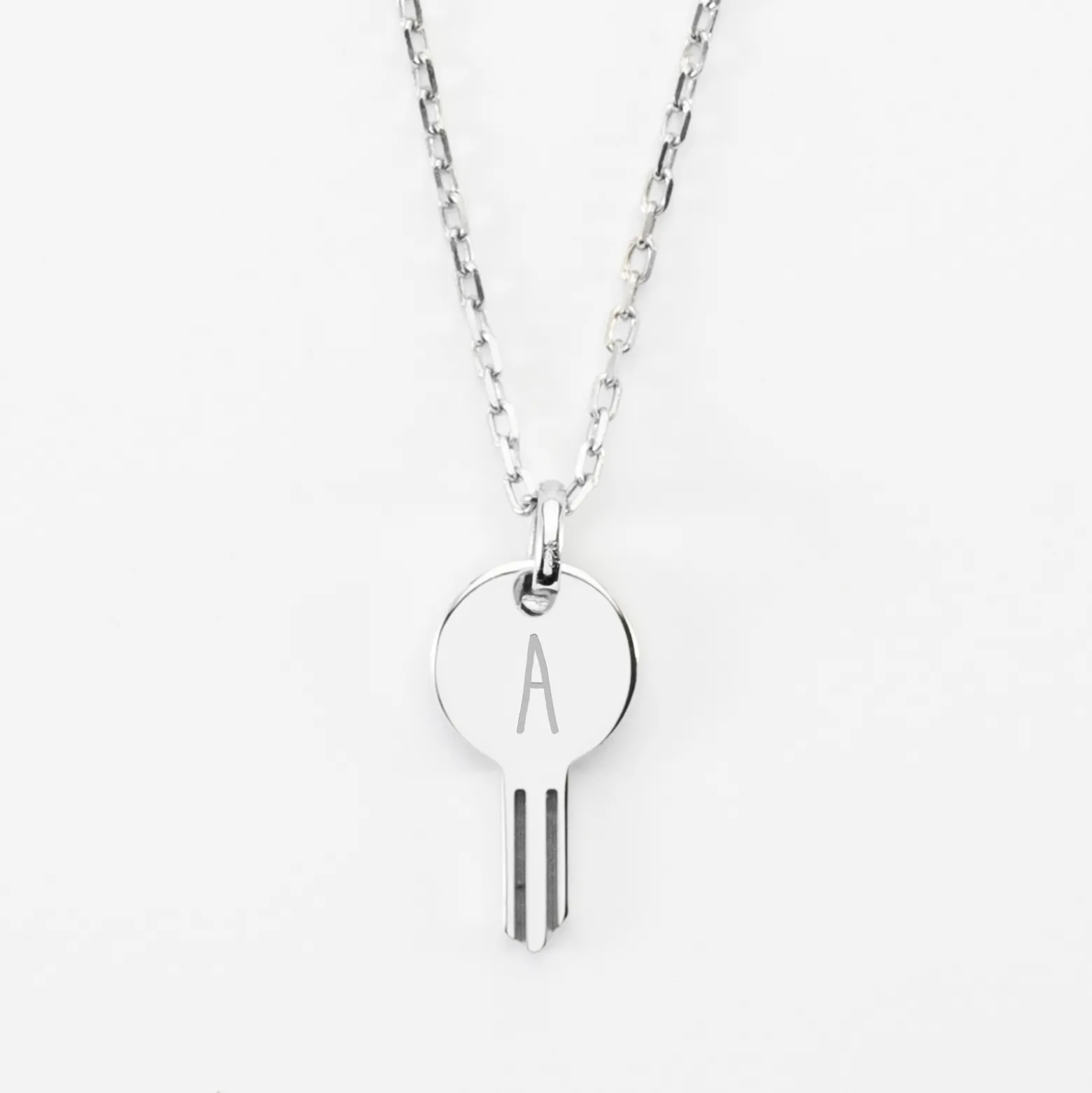 Pendentif personnalisé médaille gravée argent clé 19x10mm
