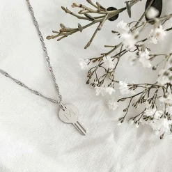 Pendentif personnalisé médaille gravée argent clé 19x10mm