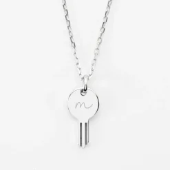 Pendentif personnalisé médaille gravée argent clé 19x10mm