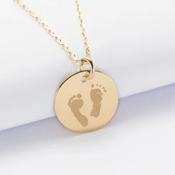 Pendentif personnalisé médaille gravée plaqué or 19 mm