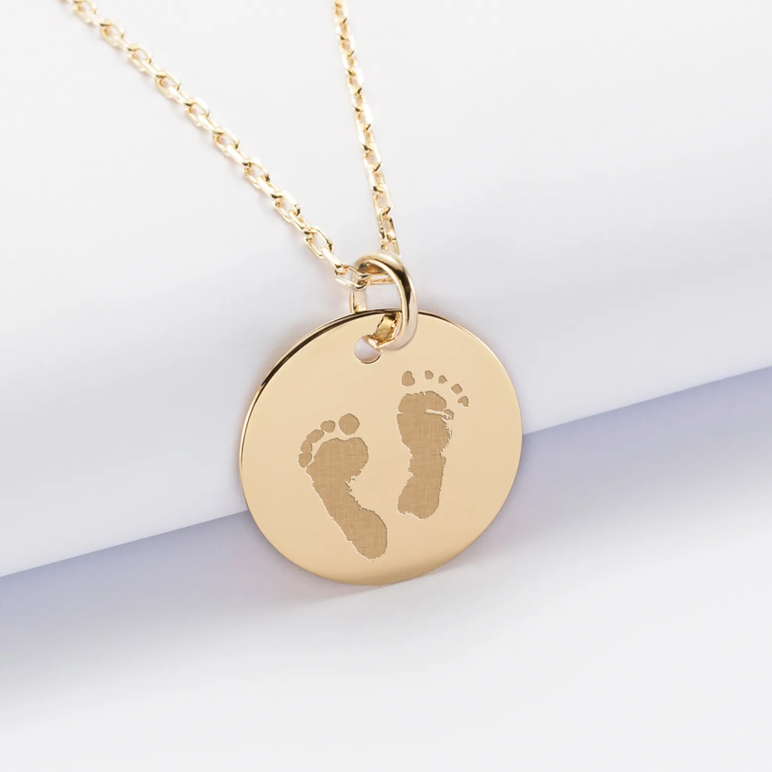 Pendentif personnalisé médaille gravée plaqué or 19 mm