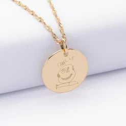 Pendentif personnalisé médaille gravée plaqué or 19 mm