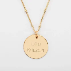 Pendentif personnalisé médaille gravée plaqué or 19 mm
