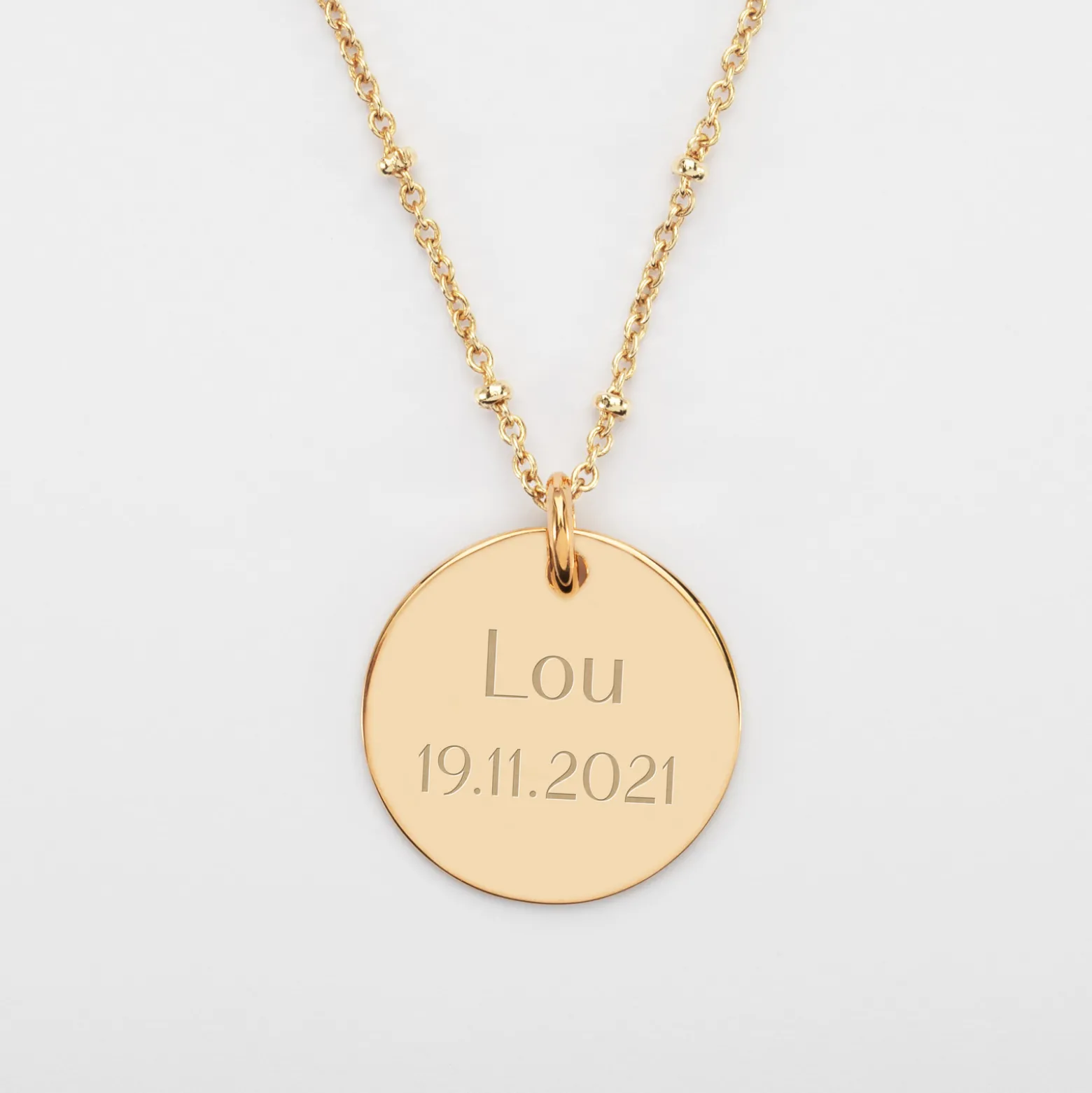 Pendentif personnalisé médaille gravée plaqué or 19 mm