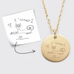Pendentif personnalisé médaille gravée plaqué or 19 mm