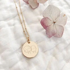 Pendentif personnalisé médaille gravée plaqué or 19 mm