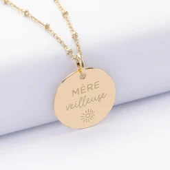 Pendentif personnalisé médaille gravée plaqué or 19 mm
