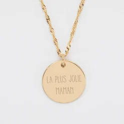 Pendentif personnalisé médaille gravée plaqué or 19 mm