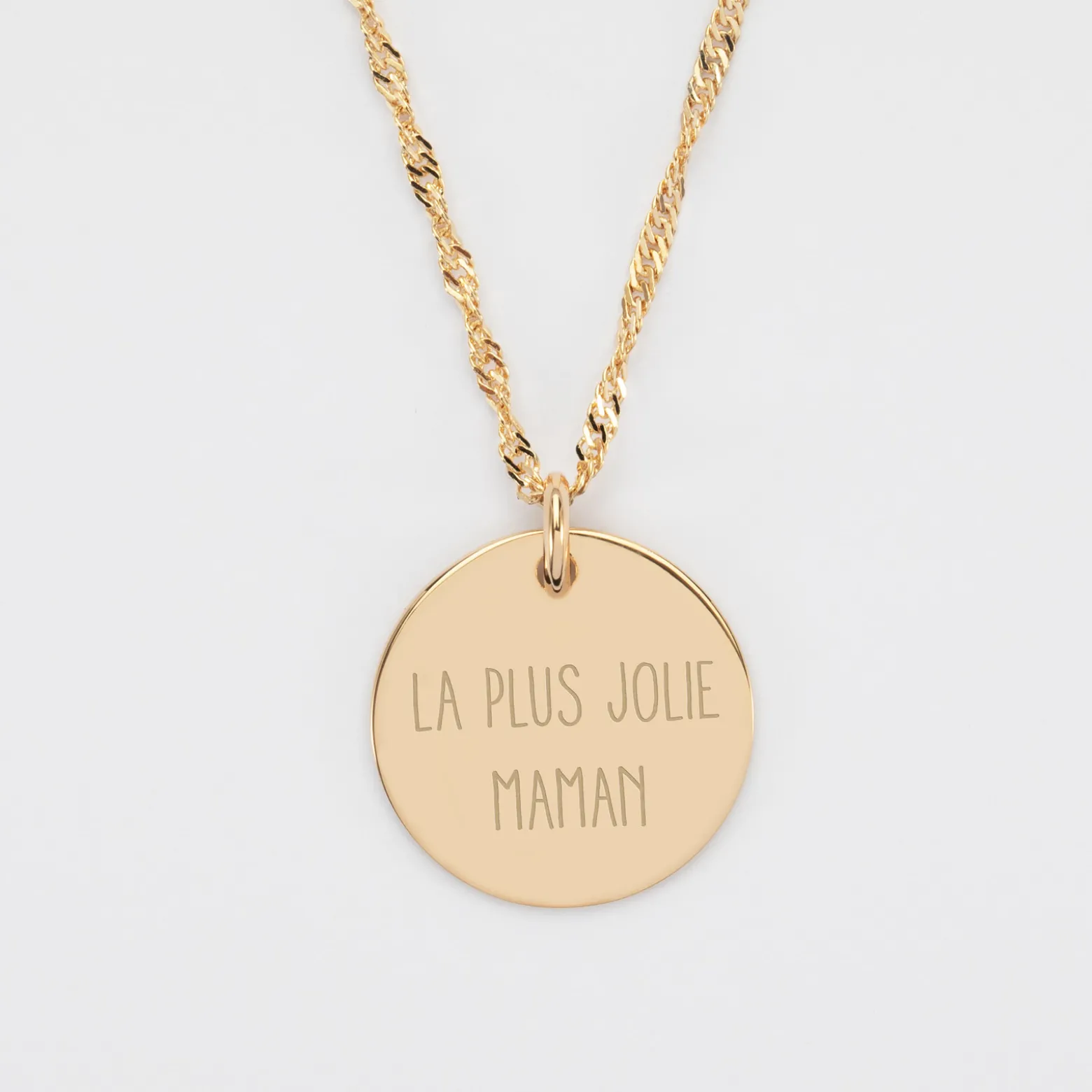 Pendentif personnalisé médaille gravée plaqué or 19 mm