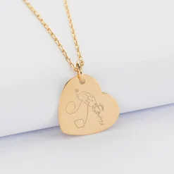 Pendentif personnalisé médaille gravée plaqué or coeur 19x21 mm