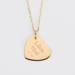 Pendentif personnalisé médaille gravée plaqué or coeur 19x21 mm