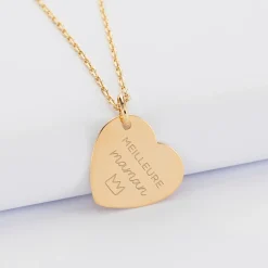 Pendentif personnalisé médaille gravée plaqué or coeur 19x21 mm