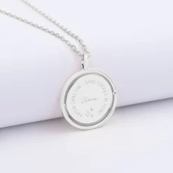 Pendentif personnalisé médaille réversible Eternelle gravée argent 18 mm - HappyBulle x Capucine