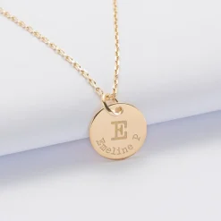 Pendentif personnalisé médaille gravée plaqué or 15 mm - édition spéciale