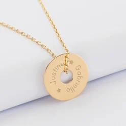 Pendentif personnalisé médaille gravée plaqué or cible 20mm