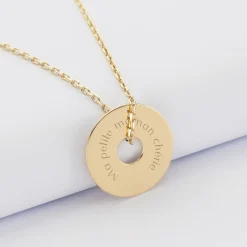 Pendentif personnalisé médaille gravée plaqué or cible 20mm
