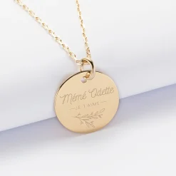 Pendentif personnalisé médaille gravée plaqué or 19 mm - édition spéciale 