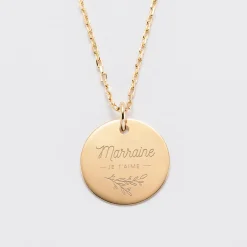 Pendentif personnalisé médaille gravée plaqué or 19 mm - édition spéciale