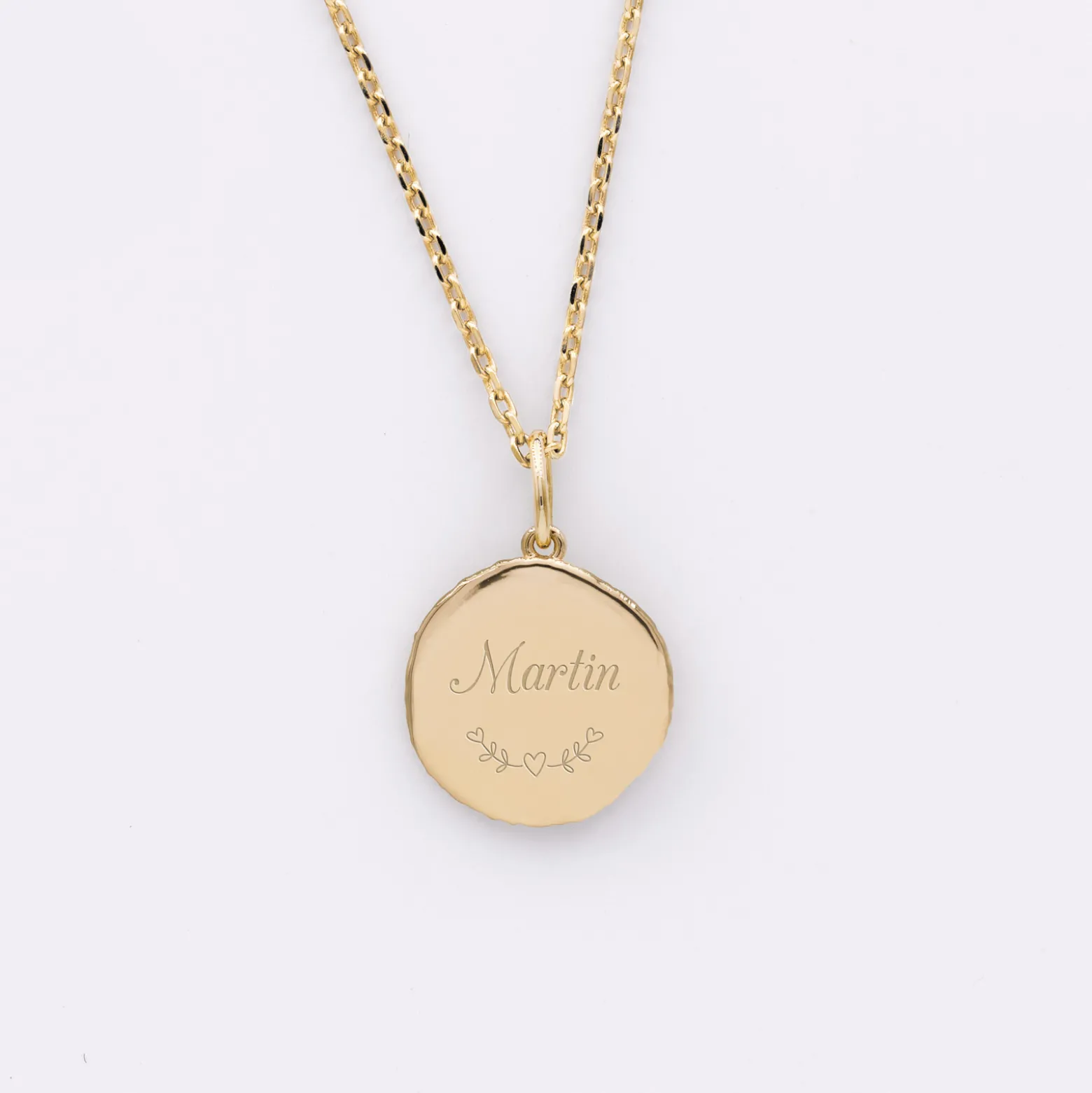 Pendentif personnalisé médaille gravée plaqué or rose des vents texturée 14 mm