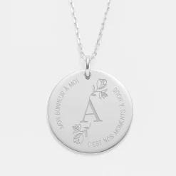 Pendentif personnalisé médaille gravée argent 27 mm - édition spéciale 