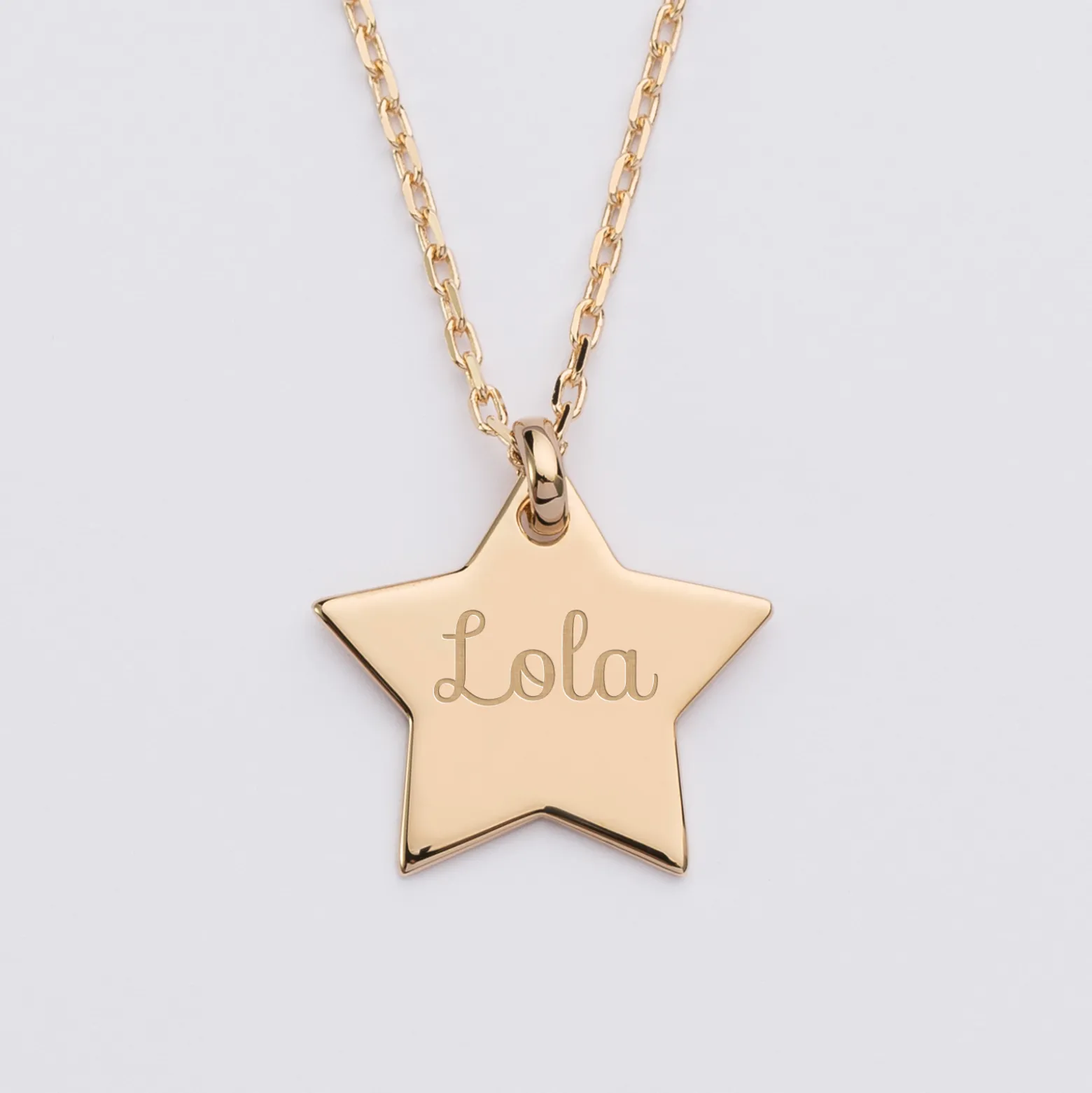 Pendentif personnalisé prénom médaille gravée plaqué or étoile 20x20 mm