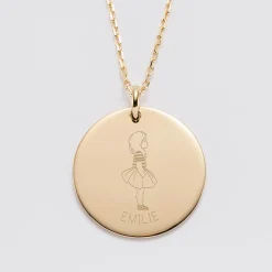 Pendentif personnalisé prénom médaille gravée plaqué or 27 mm - HappyBulle x Marie Savart