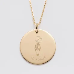 Pendentif personnalisé prénom médaille gravée plaqué or 27 mm - HappyBulle x Marie Savart