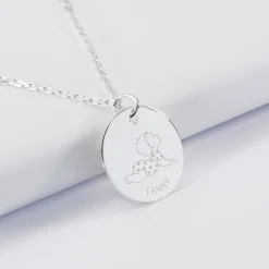 Pendentif personnalisé prénom médaille gravée argent 19 mm - HappyBulle x Marie Savart