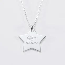 Pendentif personnalisé prénom médaille gravée argent dormeuse étoile 20x20