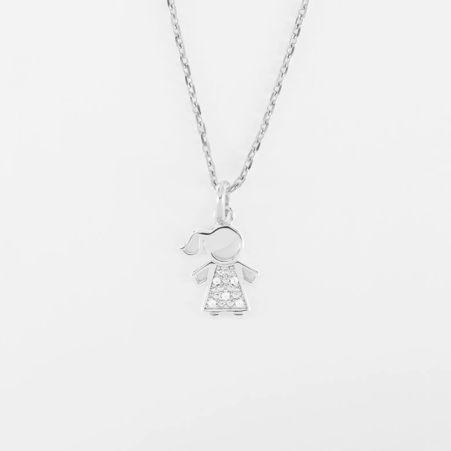 Pendentif petite fille scintillante argent 12 mm
