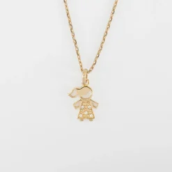 Pendentif petite fille scintillante plaqué or 12 mm