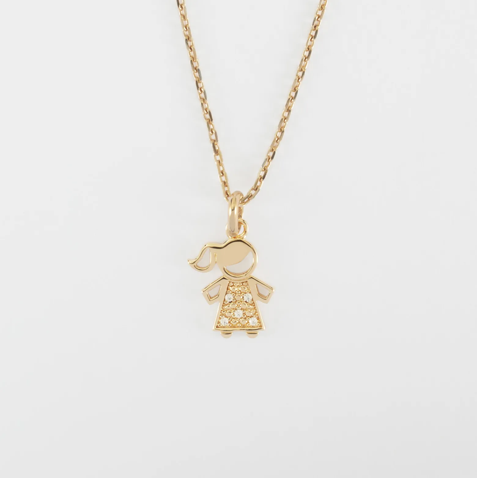 Pendentif petite fille scintillante plaqué or 12 mm