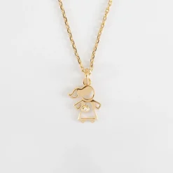 Pendentif petite fille zircon plaqué or 12 mm