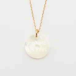 Pendentif plaqué or personnalisé médaille gravée nacre 19 mm